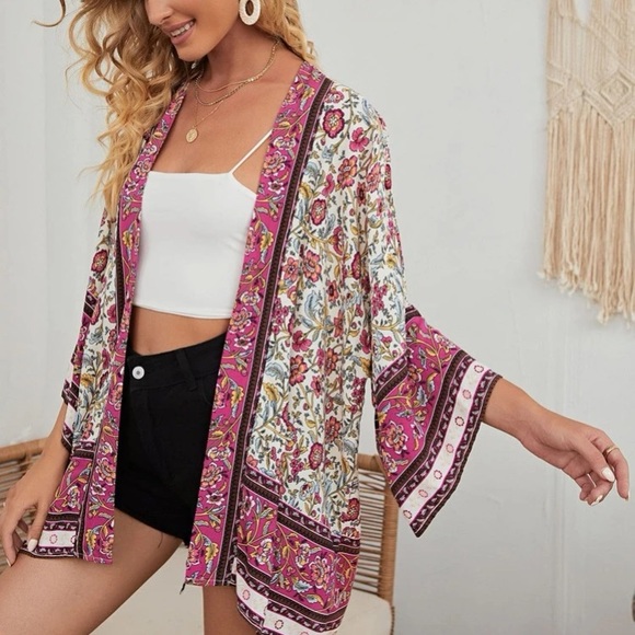 NEW!Gorgeous Boho vibe multicolour Kimono. Super soft, lightweight fabric - Picture 4 of 14